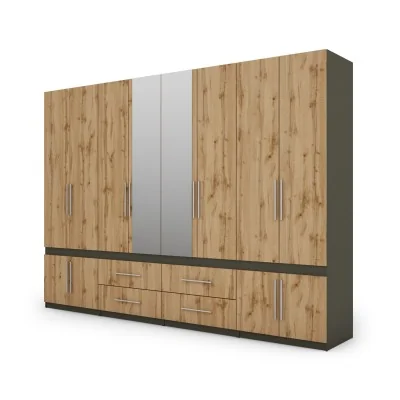 Szafa 320x230 cm grafit dąb wotan lustro – Accessa | eMeblast