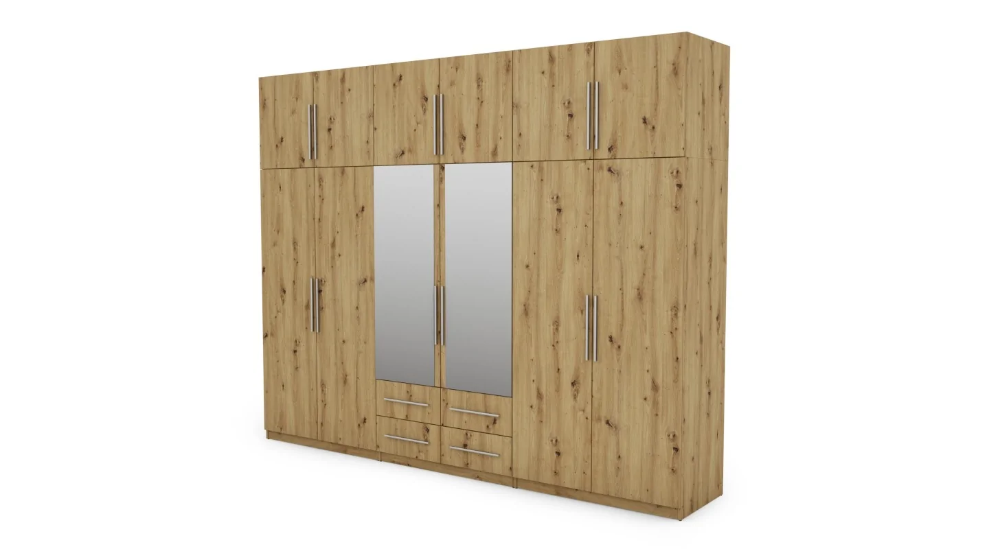Szafa 300x240 cm dąb artisan lustro – Alturo | eMeblast