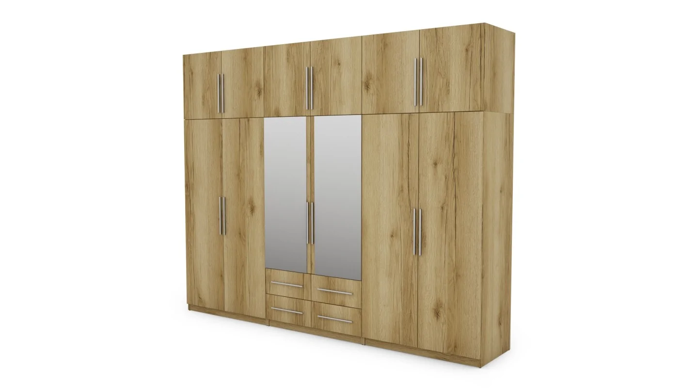 Szafa 300x240 cm dąb grand naturalny lustro – Alturo | eMeblast