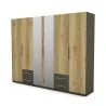 Szafa 280x220 cm z lustrem grafit dąb grand naturalny – Hedron