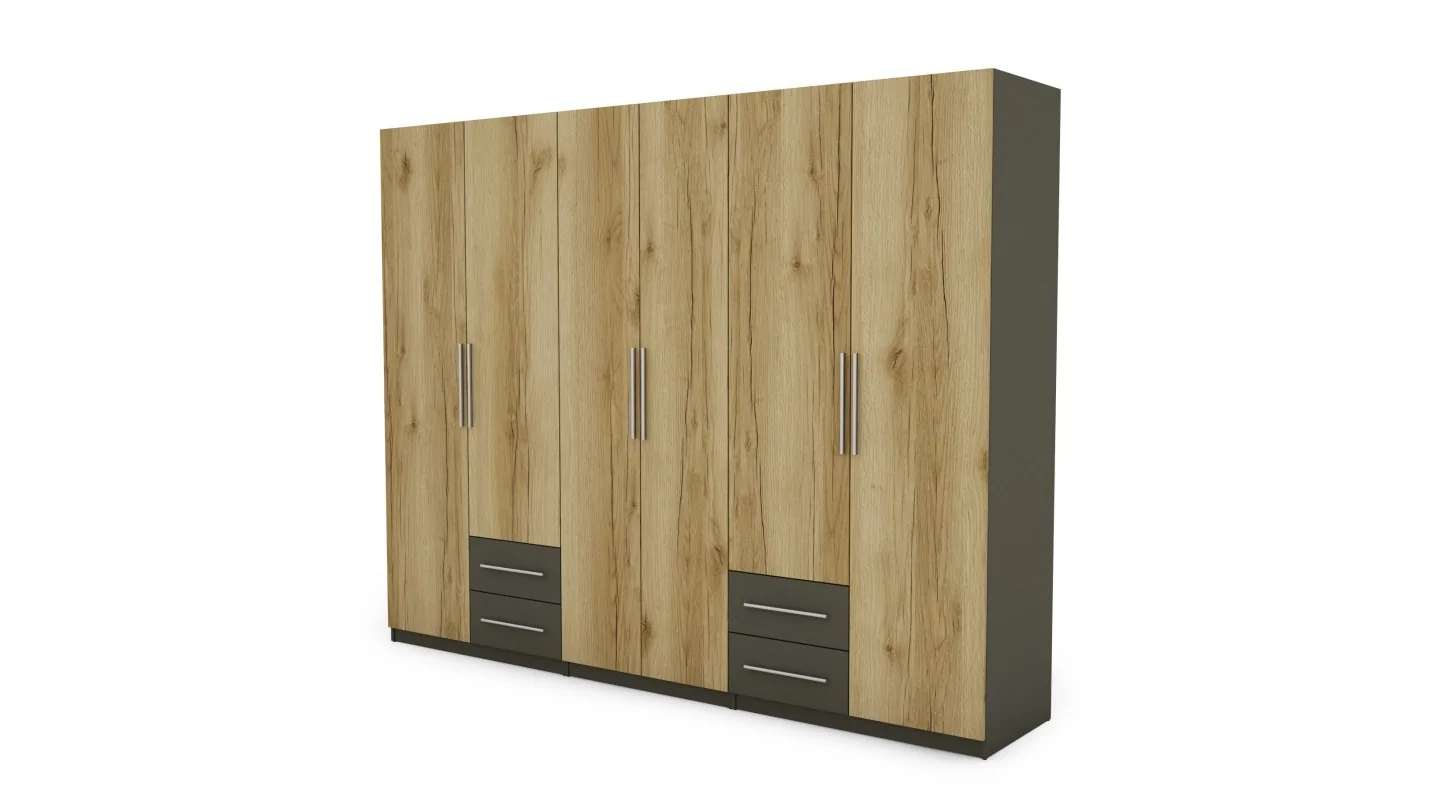 Szafa 280x220 cm grafit dąb grand naturalny – Hedron | eMeblast Szafa 280x220 cm grafit dąb grand naturalny – Hedron | eMeblast