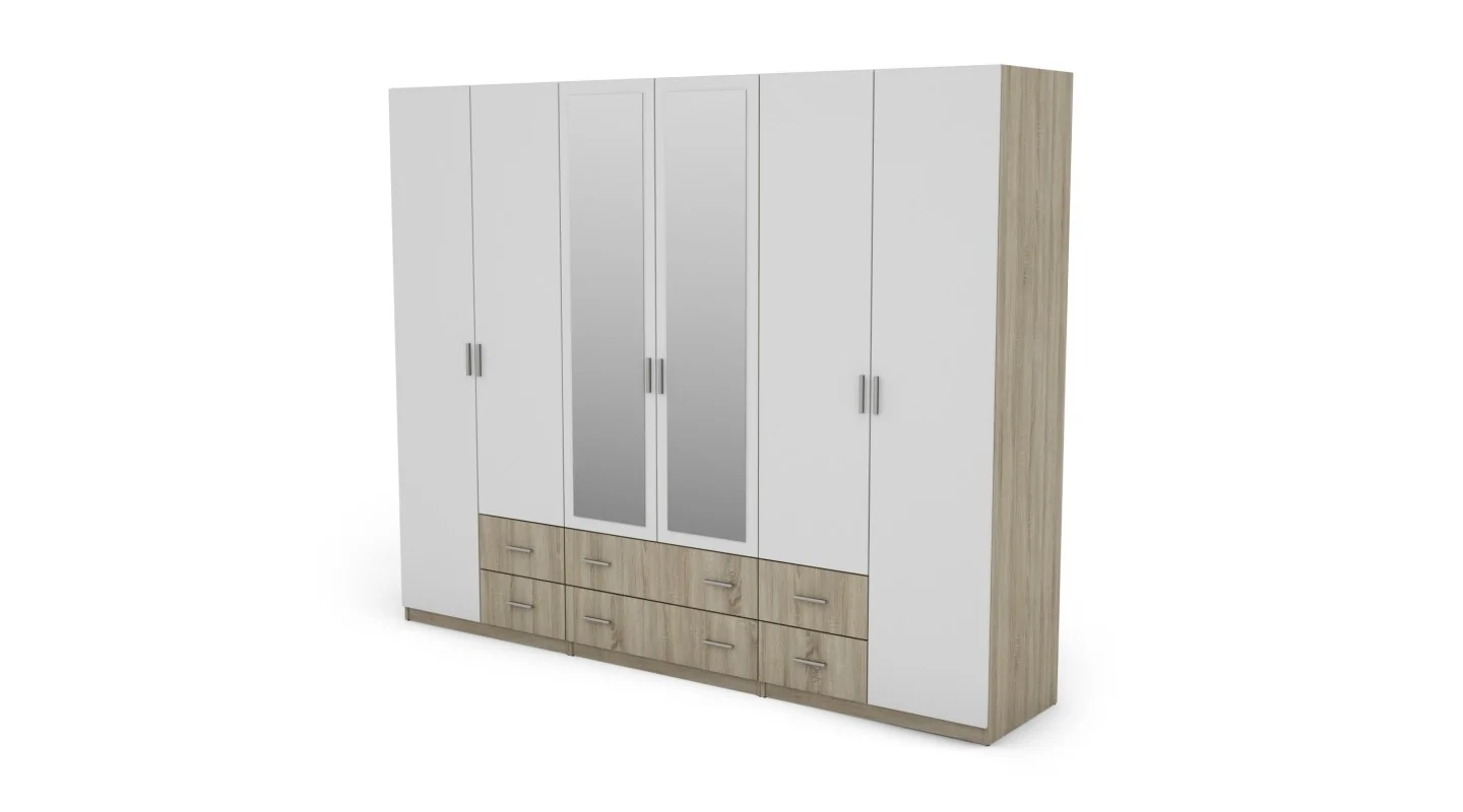 Szafa 270x220 cm sonoma jasna biel lustro – Dorsen | eMeblast Szafa 270x220 cm sonoma jasna biel lustro – Dorsen | eMeblast