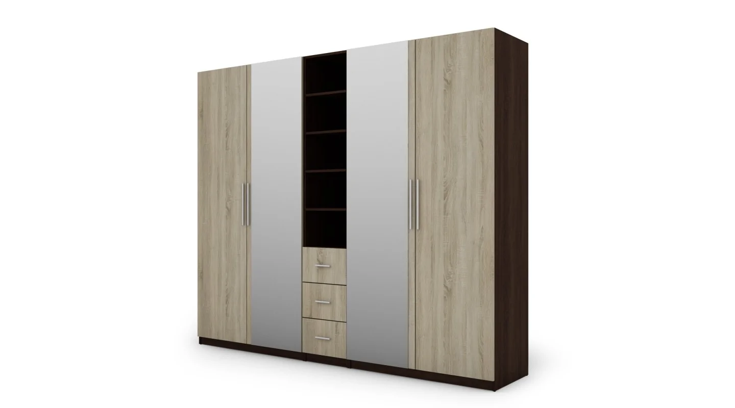Szafa 260x220 cm sonoma ciemna jasna lustro – Orvian | eMeblast