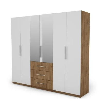 Szafa 250x220 cm dąb lefkas biel lustro – Zerion | eMeblast