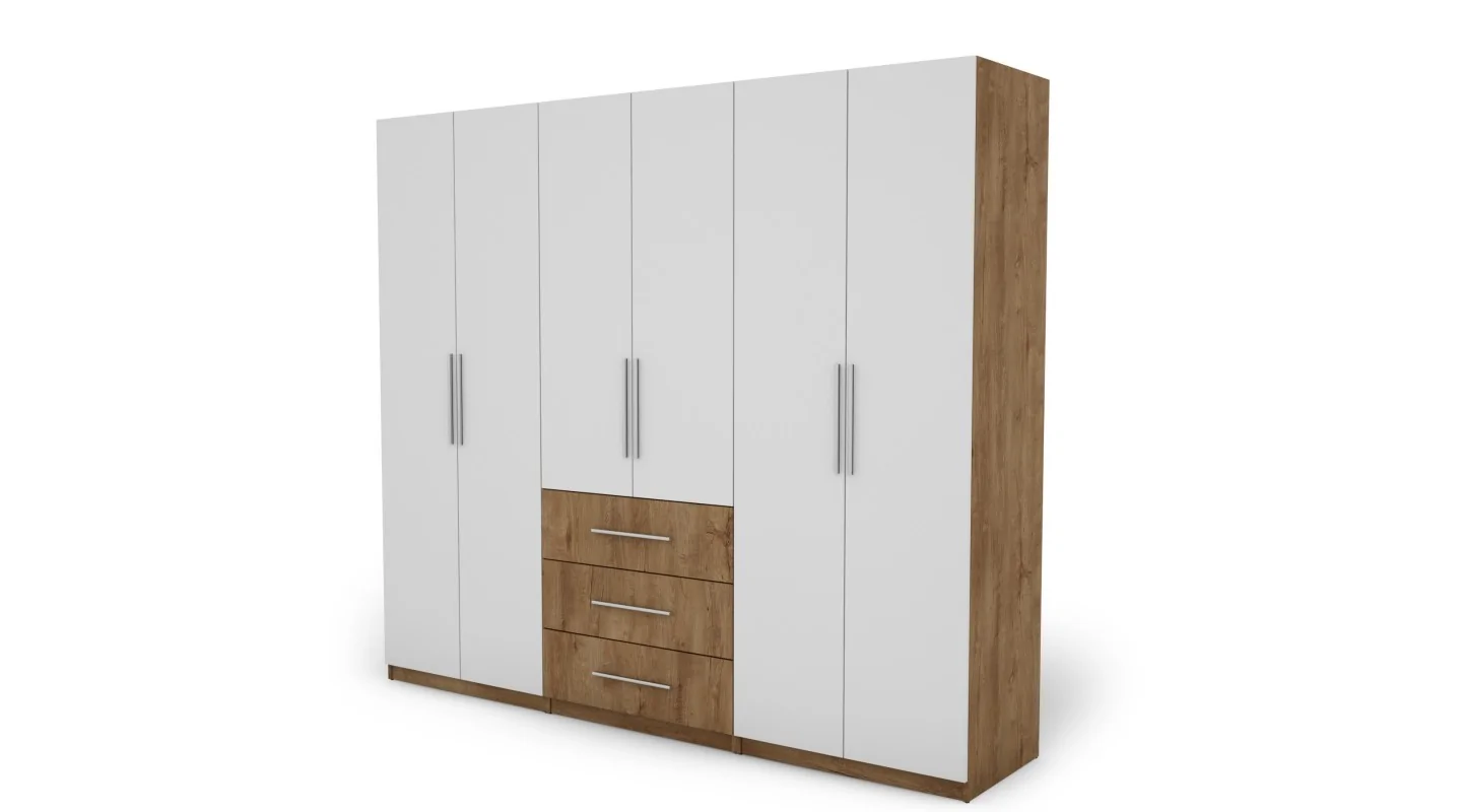 Szafa 250x220 cm dąb lefkas biel – Zerion | eMeblast