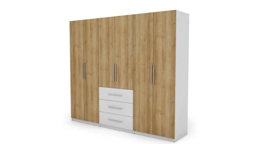Szafa 250x220 cm biel dąb riva – Zerion | eMeblast Szafa 250x220 cm biel dąb riva – Zerion | eMeblast