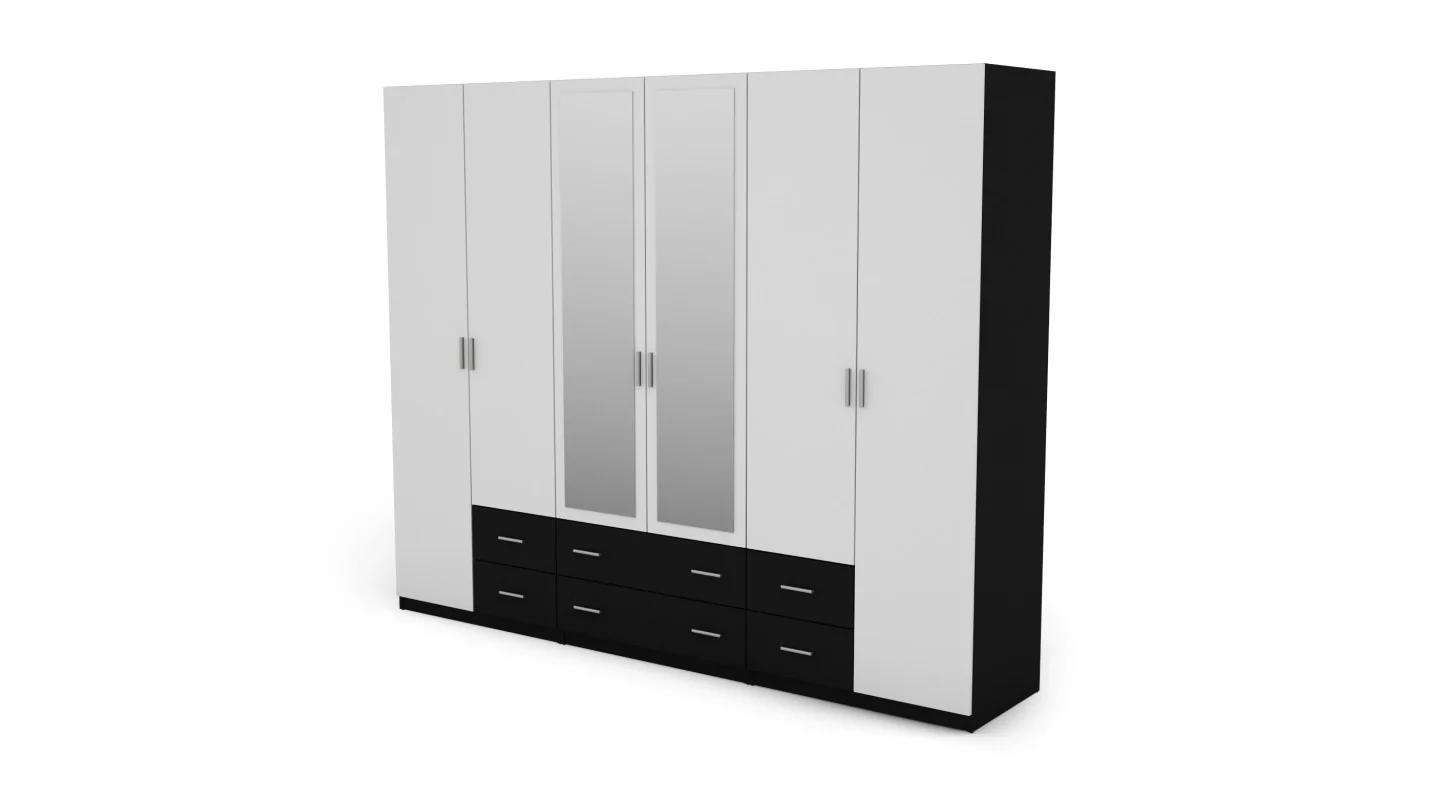 Szafa 240x220 cm czarny biel lustro – Torven | eMeblast