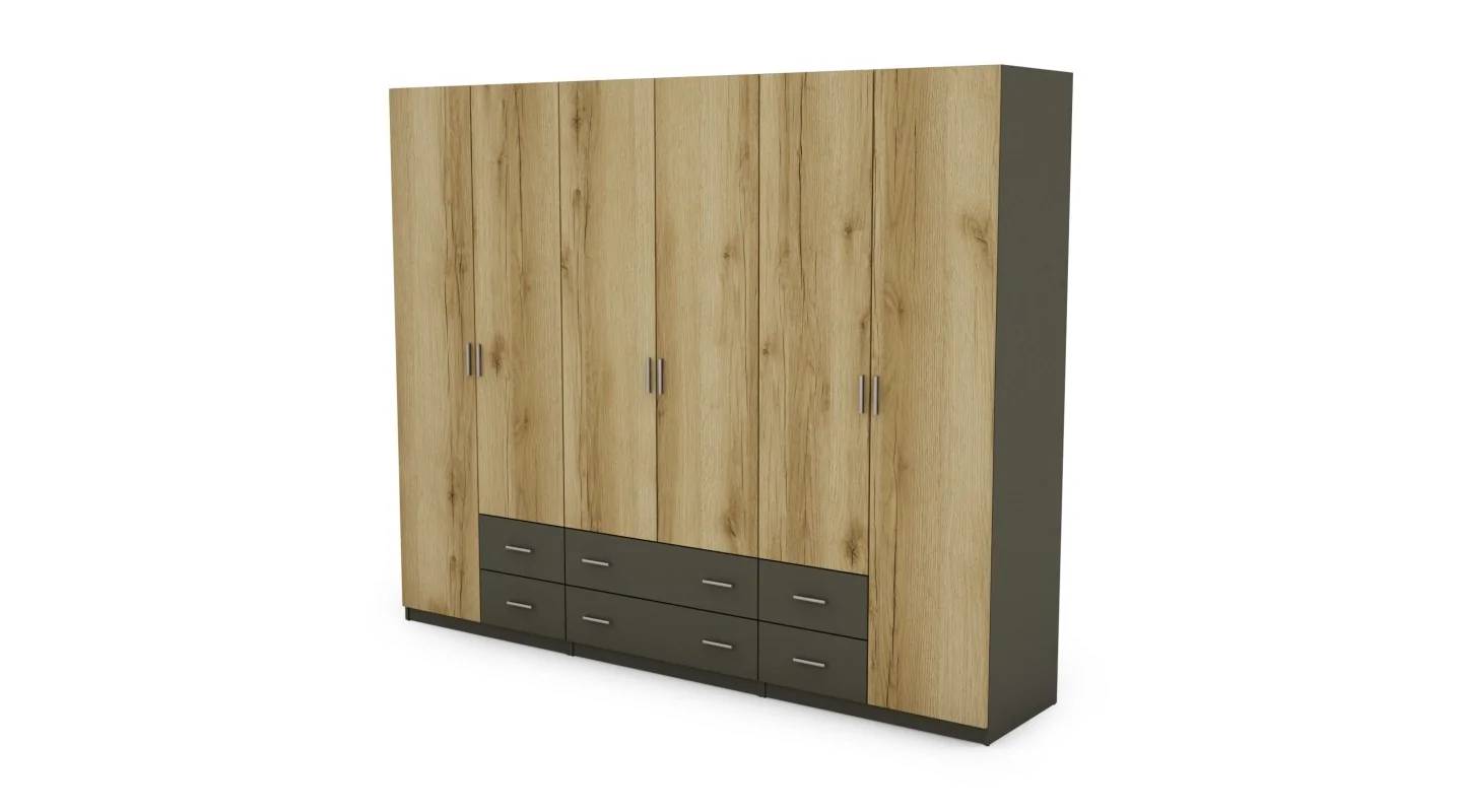 Szafa 240x220 cm grafit dąb grand naturalny – Torven | eMeblast