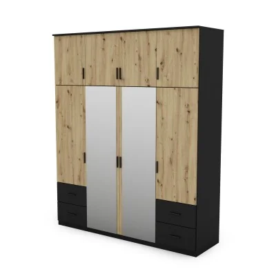 Szafa 200x242 cm czarny dąb artisan lustro – Arden | eMeblast