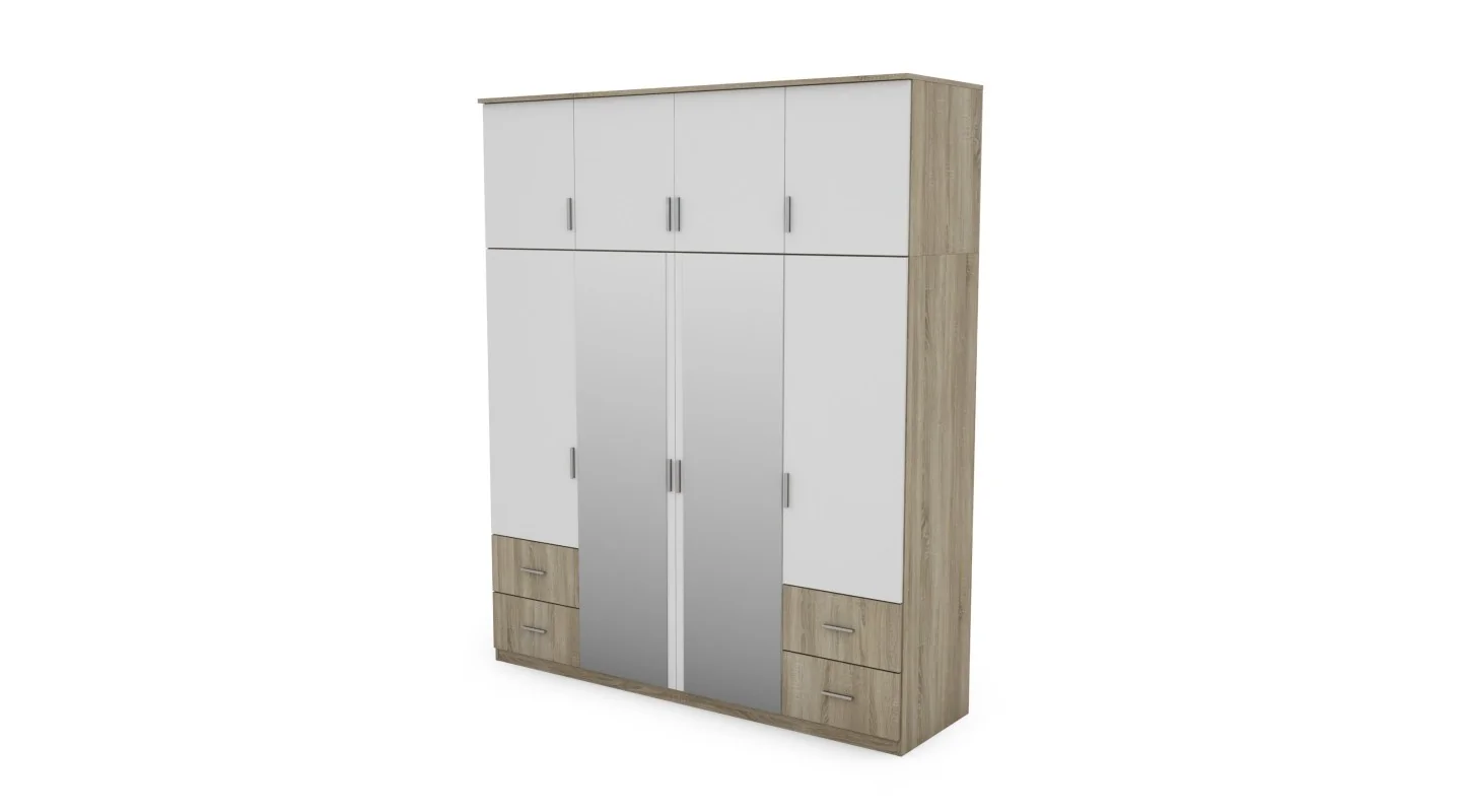 Szafa 200x242 cm sonoma jasna biel lustro – Arden | eMeblast