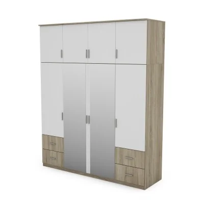 Szafa 200x242 cm sonoma jasna biel lustro – Arden | eMeblast