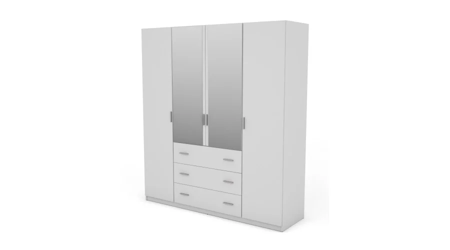 Szafa 200x220 cm biała lustro – Calen | eMeblast Szafa 200x220 cm biała lustro – Calen | eMeblast