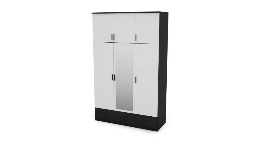 Szafa 150x242 cm czarny biel lustro – Vento | eMeblast Szafa 150x242 cm czarny biel lustro – Vento | eMeblast