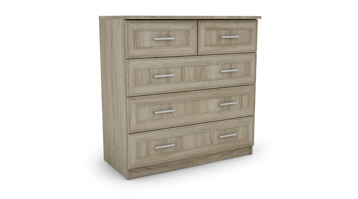 Wysoka komoda z 5 szufladami 90 cm Sonoma Jasna – Marsylia