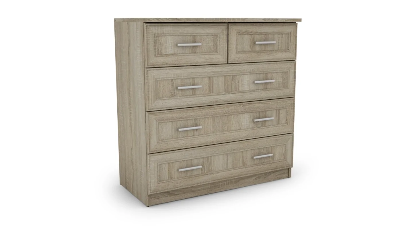 Wysoka komoda z 5 szufladami 90 cm Sonoma Jasna – Marsylia