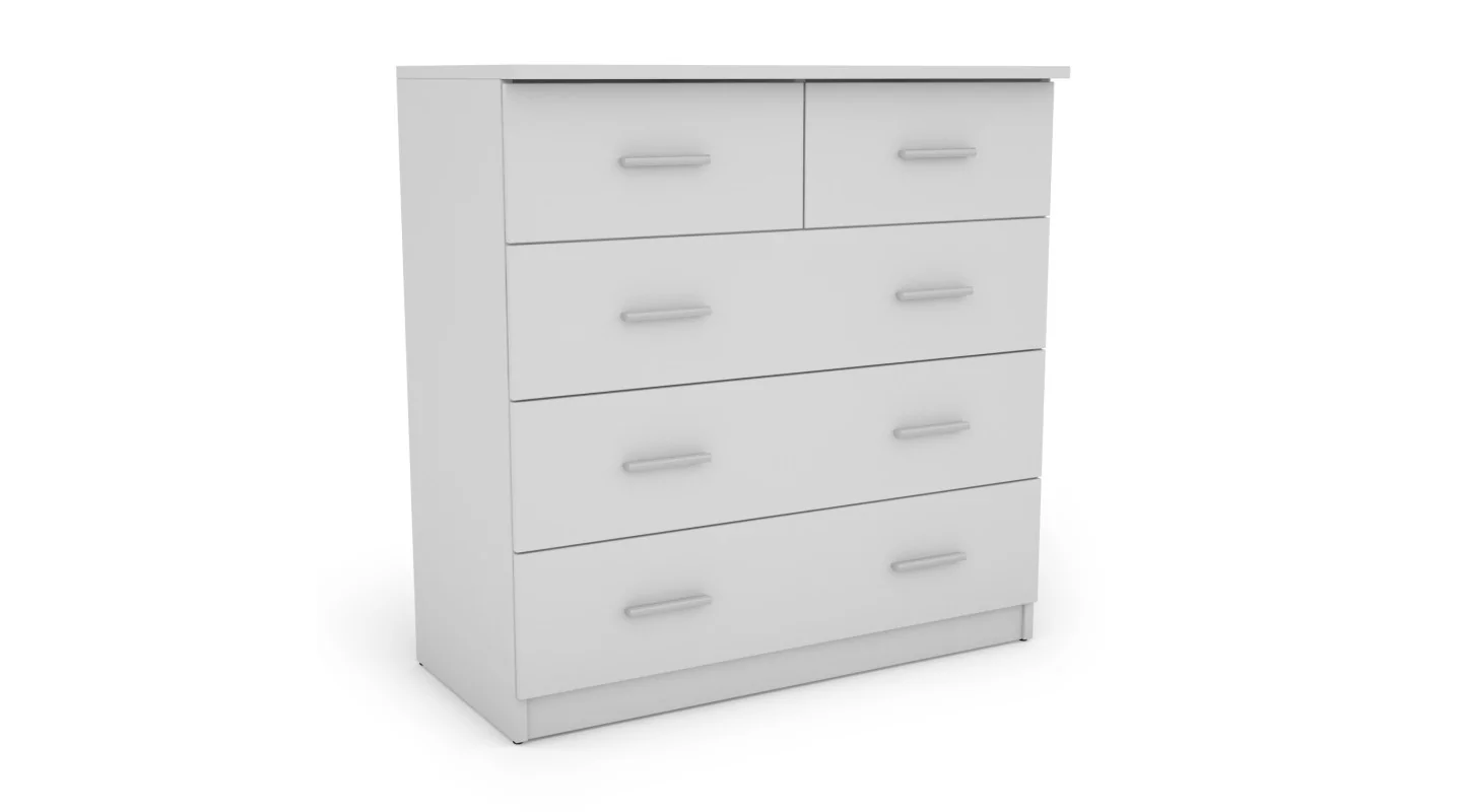Wysoka komoda z 5 szufladami 90 cm Biel – Marsylia