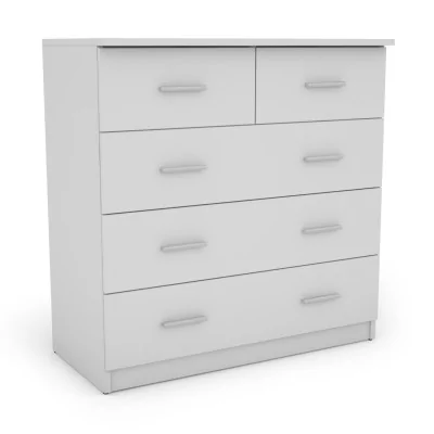Wysoka komoda z 5 szufladami 90 cm Biel – Marsylia