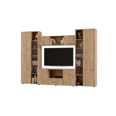 Meblościanka z szafami i miejscem na TV 300x210 cm Dąb Wotan – Victoria