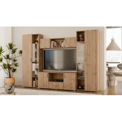 Meblościanka z szafami i miejscem na TV 300x210 cm Dąb Wotan – Victoria