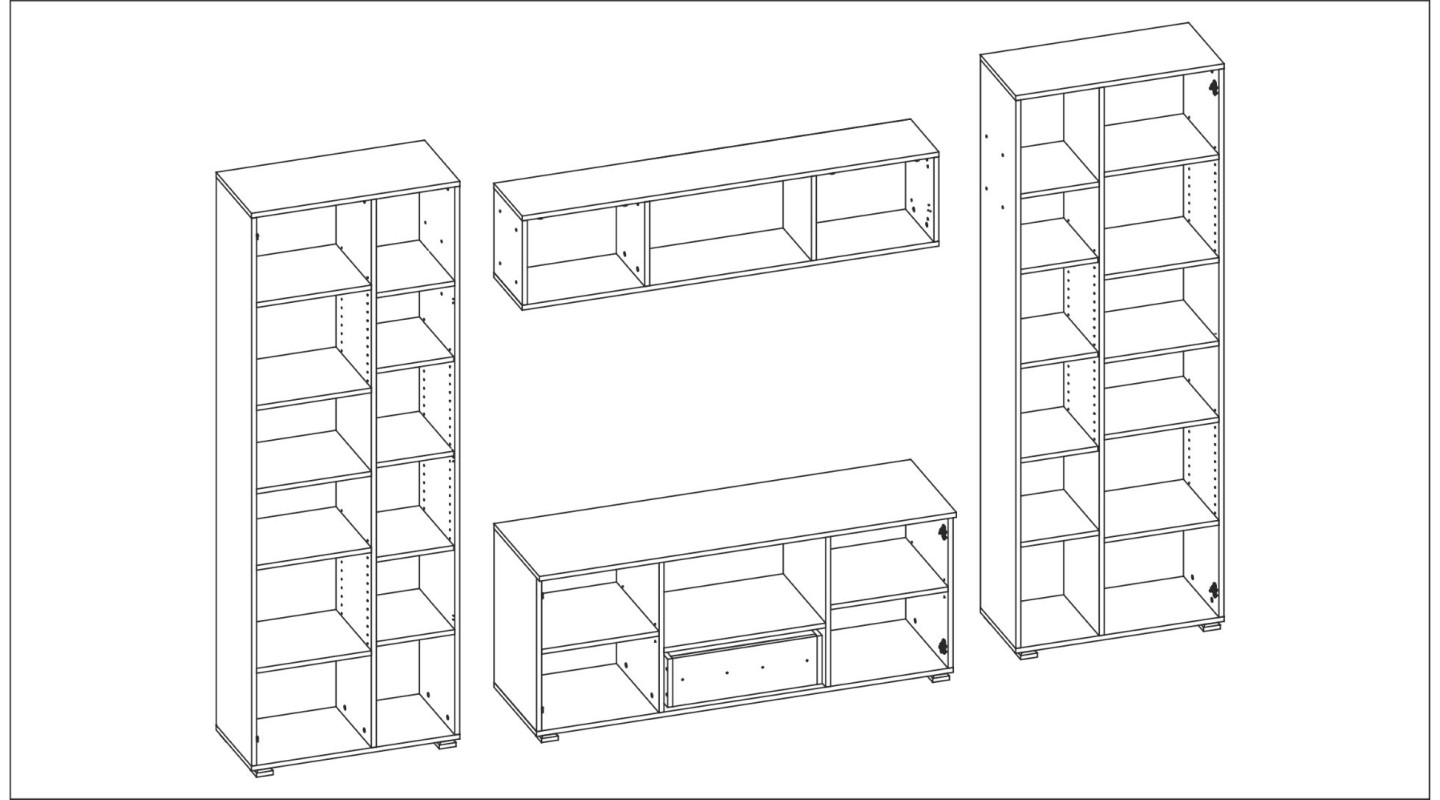 Meblościanka z szafami i miejscem na TV 300x210 cm Dąb Wotan – Victoria