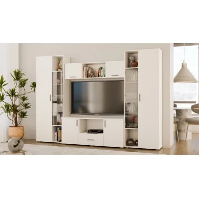 Meblościanka z szafami i miejscem na TV 300x210 cm Biel Kredowa – Victoria