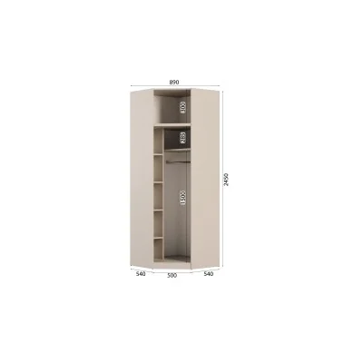 Szafa narożna modułowa 89x245 cm z lustrem, drążkiem i półkami – System MAX
