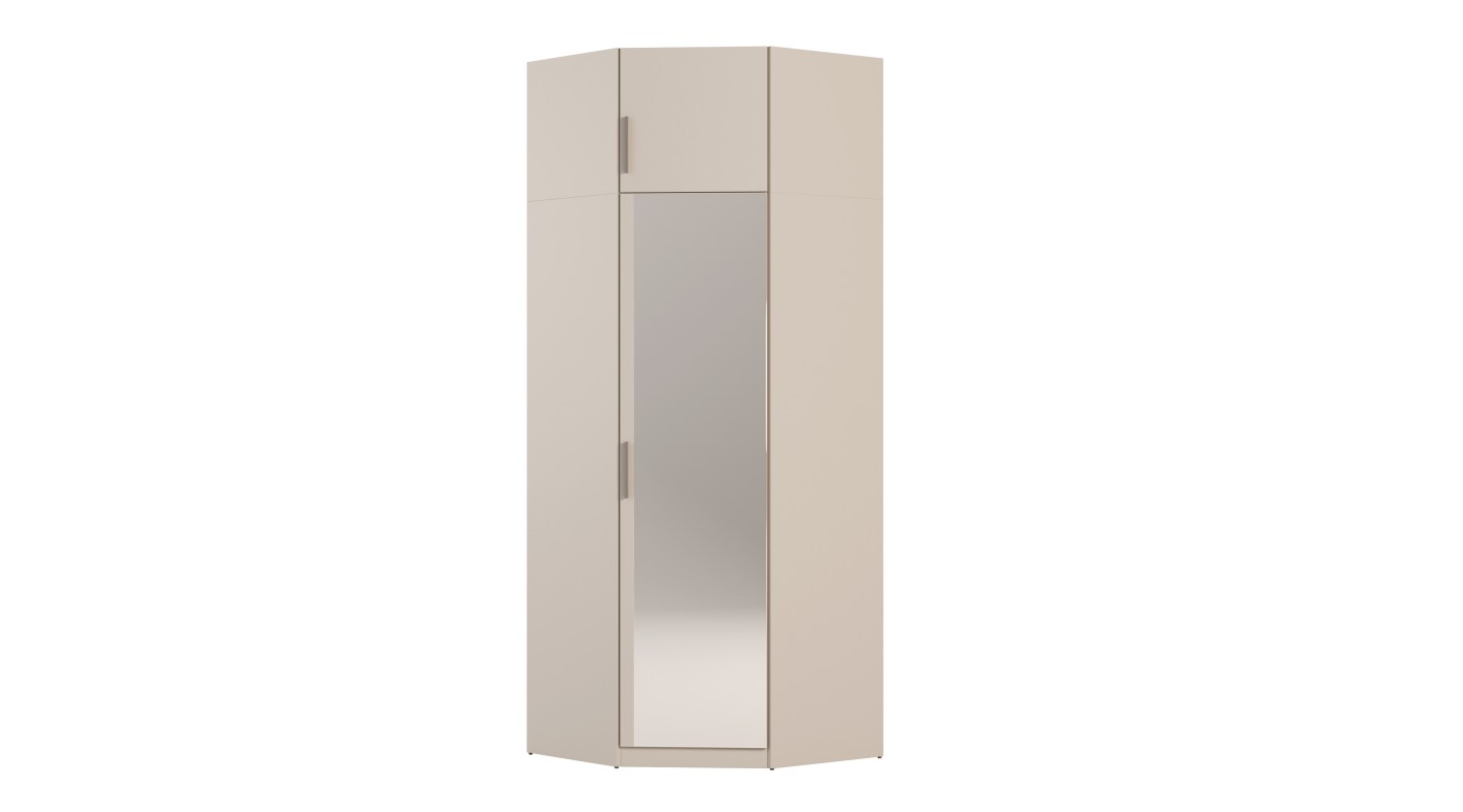Szafa narożna modułowa 89x245 cm z lustrem, drążkiem i półkami – System MAX