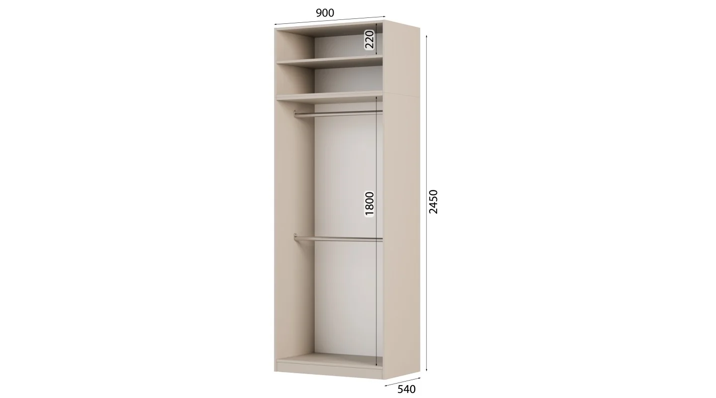 Szafa modułowa 90x245 cm z lustrami, 2 drążkami i półkami – System MAX Premium| e-Meblast Szafa modułowa 90x245 cm z lustrami, 2 drążkami i półkami – System MAX Premium| e-Meblast
