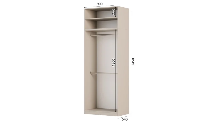 Szafa modułowa 90x245 cm z lustrami, 2 drążkami i półkami – System MAX Premium| e-Meblast Szafa modułowa 90x245 cm z lustrami, 2 drążkami i półkami – System MAX Premium| e-Meblast