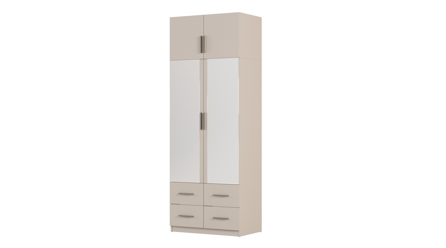 Szafa modułowa 90x245 cm z lustrami, 4 szufladami, drążkiem i półkami – System MAX Premium| e-Meblast