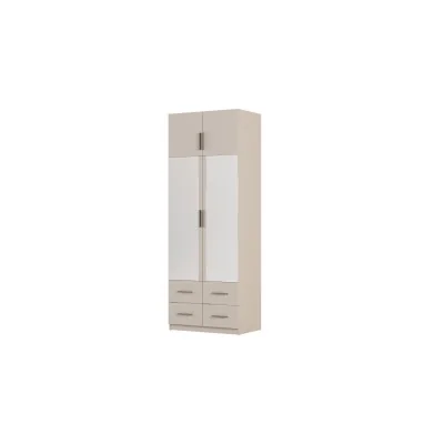 Szafa modułowa 90x245 cm z lustrami, 4 szufladami, drążkiem i półkami – System MAX Premium| e-Meblast