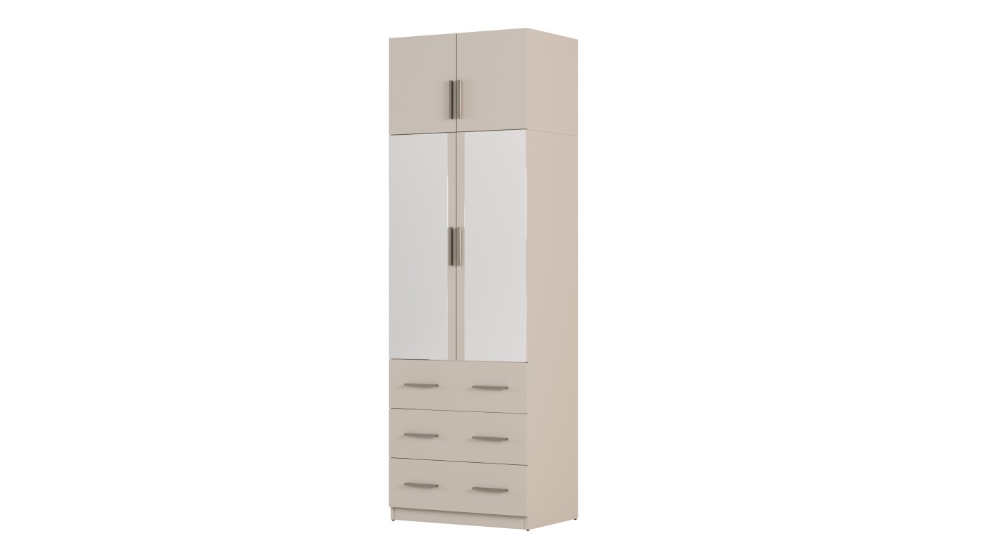 Szafa modułowa 80x245 cm z lustrami, 3 szufladami i półkami – System MAX Premium| e-Meblast