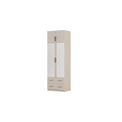 Szafa modułowa 80x245 cm z lustrami, 2 szufladami, drążkiem i półkami – System MAX Premium| e-Meblast