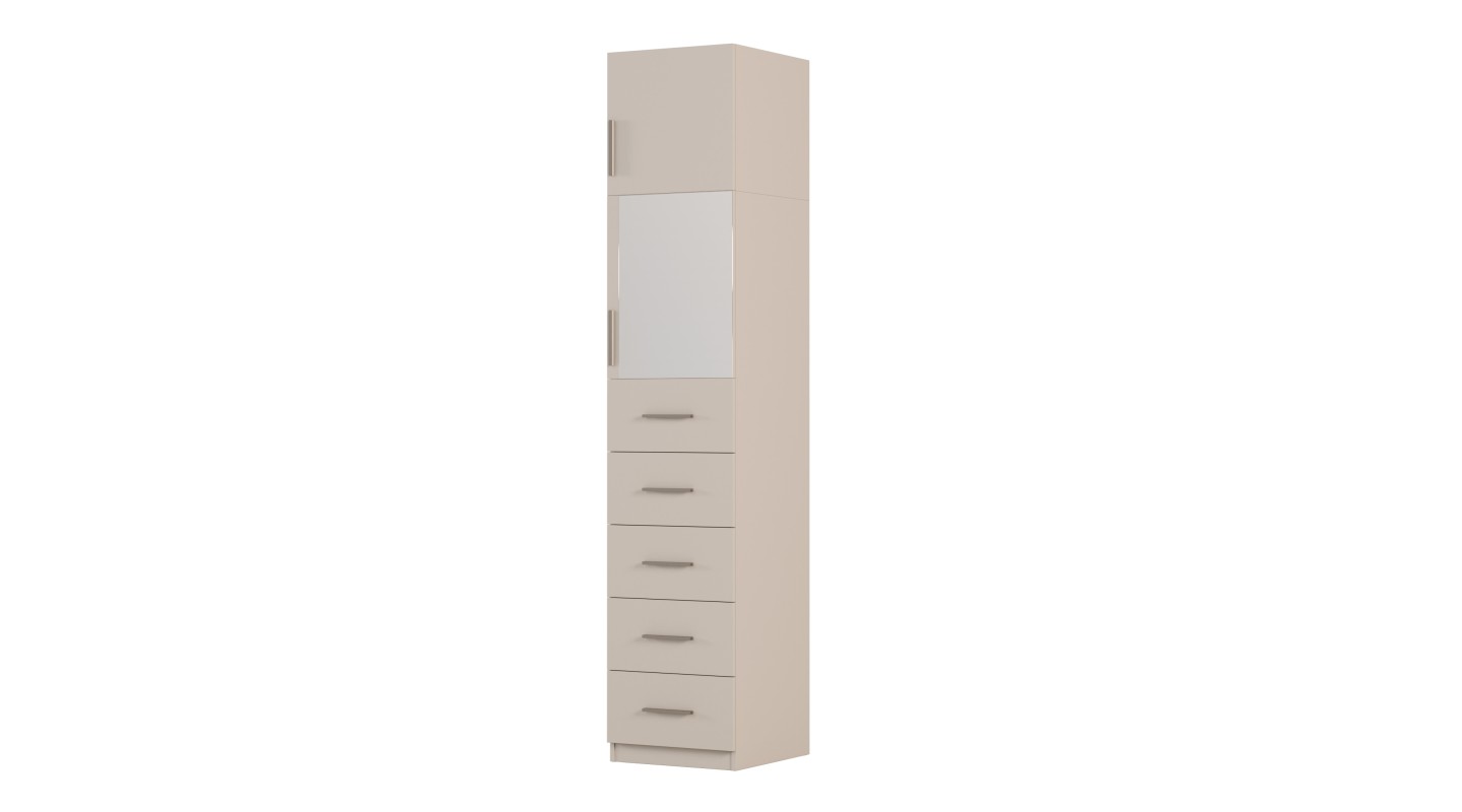 Szafa modułowa 50x245 cm z lustrem, 5 szufladami i półkami – System MAX Premium | e-Meblast