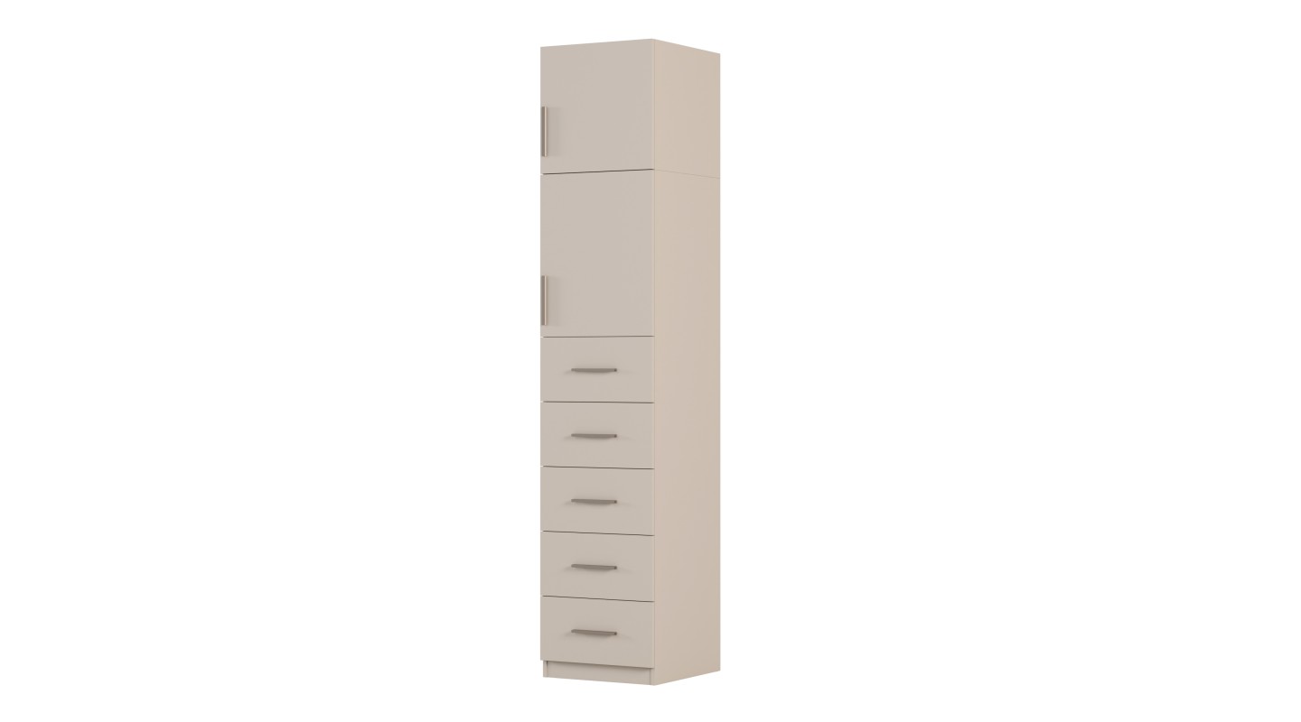 Szafa modułowa 50x245 cm z 5 szufladami i półkami – System MAX Premium| e-Meblast