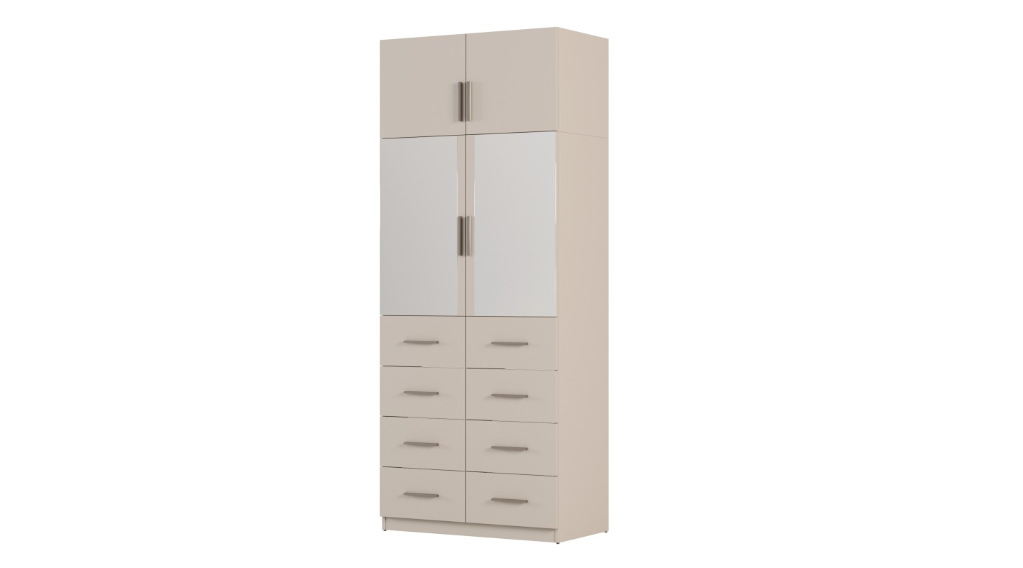 Szafa modułowa 100x245 cm z lustrami, 8 szufladami i półkami – System MAX Premium | e-Meblast Szafa modułowa 100x245 cm z lustrami, 8 szufladami i półkami – System MAX Premium | e-Meblast