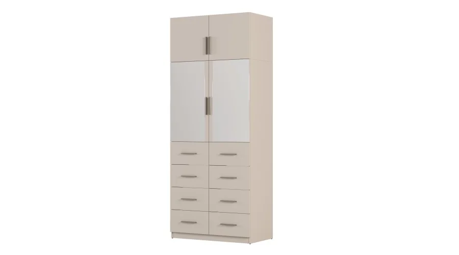Szafa modułowa 100x245 cm z lustrami, 8 szufladami i półkami – System MAX Premium | e-Meblast Szafa modułowa 100x245 cm z lustrami, 8 szufladami i półkami – System MAX Premium | e-Meblast