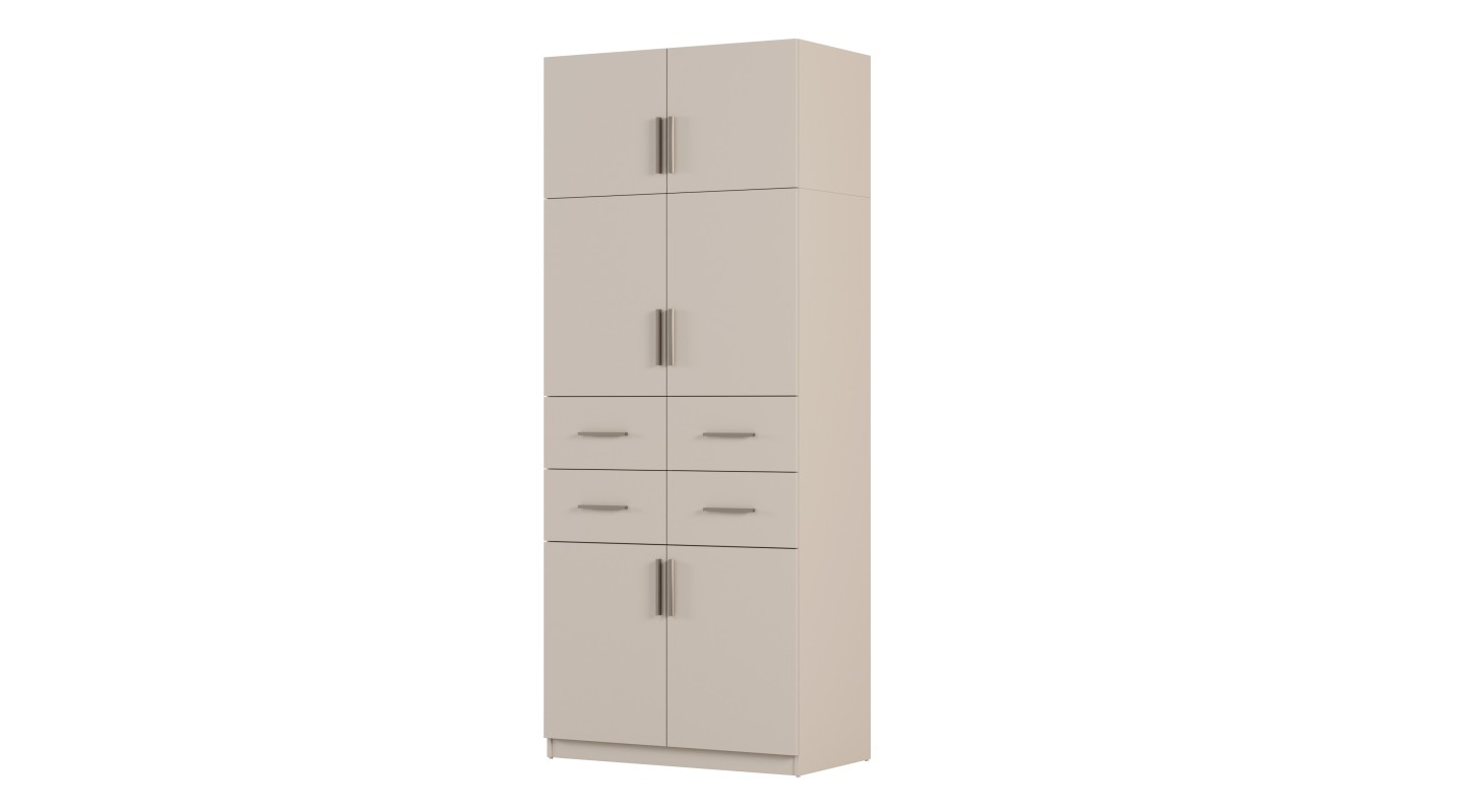 Szafa modułowa 100x245 cm z 4 szufladami, półkami i dolną szafką – System MAX Premium | e-Meblast