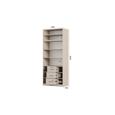 Szafa modułowa 100x245 cm z 3 szufladami i półkami – System MAX Premium| e-Meblast