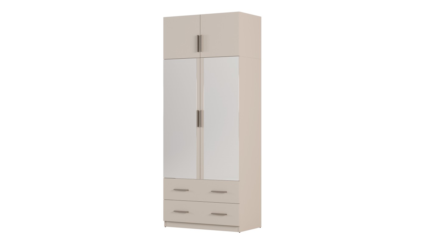 Szafa modułowa 100x245 cm z lustrami, 2 szufladami, drążkiem i półkami – System MAX Premium| e-Meblast