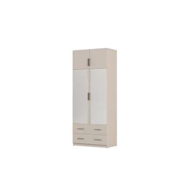 Szafa modułowa 100x245 cm z lustrami, 2 szufladami, drążkiem i półkami – System MAX Premium| e-Meblast