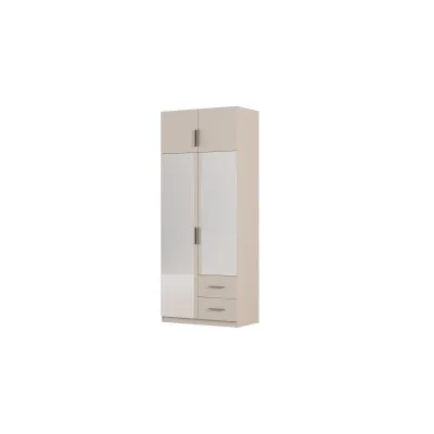 Szafa modułowa 100x245 cm z lustrami, 2 szufladami, drążkiem i półkami – System MAX Premium| e-Meblast