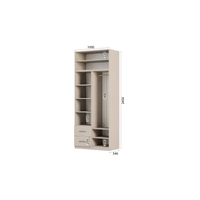 Szafa modułowa 100x245 cm z lustrami, 2 szufladami, drążkiem i półkami – System MAX Premium | e-Meblast