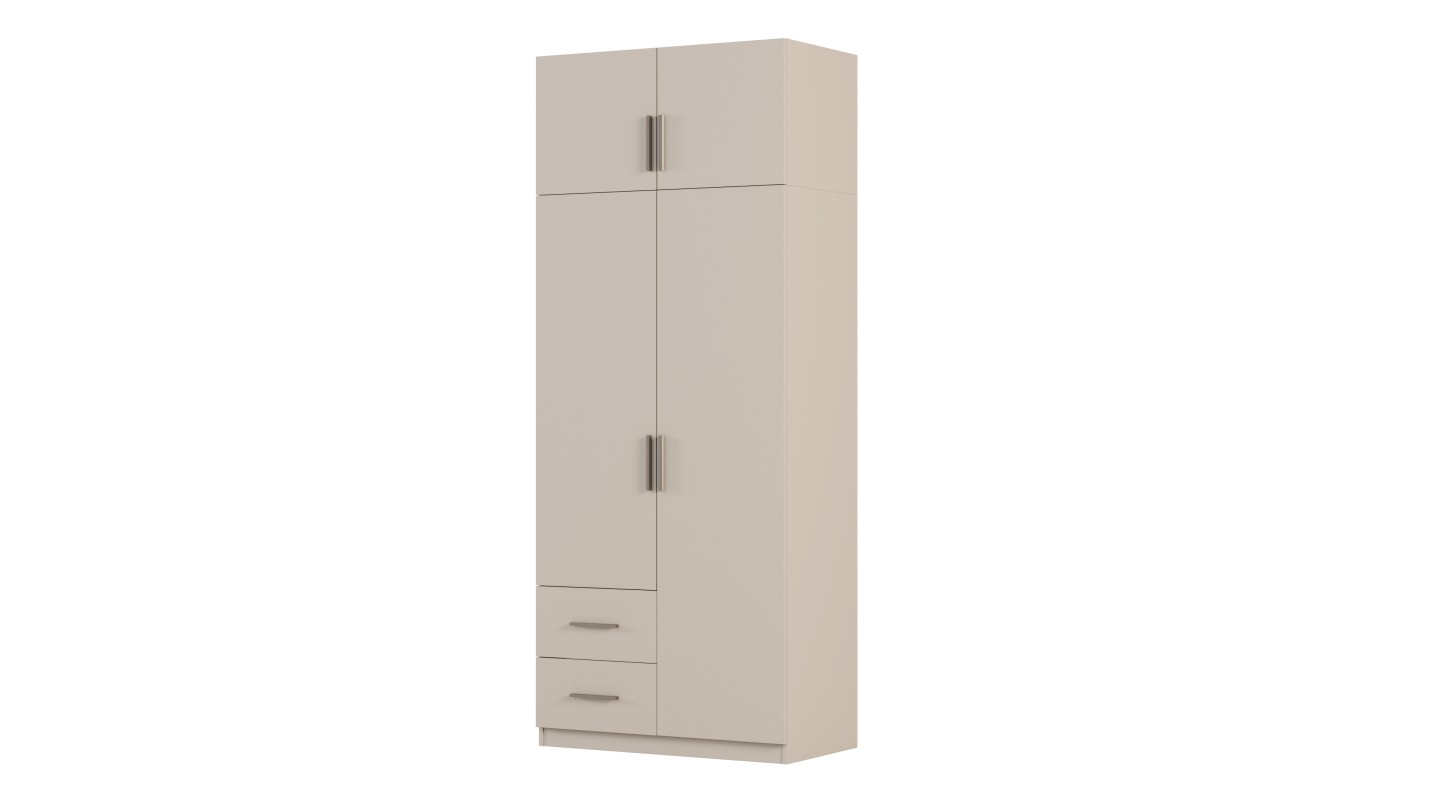 Szafa modułowa 100x245 cm z 2 szufladami, drążkiem i półkami – System MAX Premium | e-Meblast Szafa modułowa 100x245 cm z 2 szufladami, drążkiem i półkami – System MAX Premium | e-Meblast