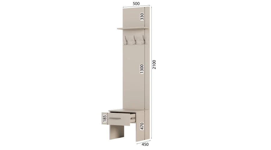 Szafa modułowa do przedpokoju 50 cm z szufladą, wieszakami i półką – System MAX Premium | e-Meblast