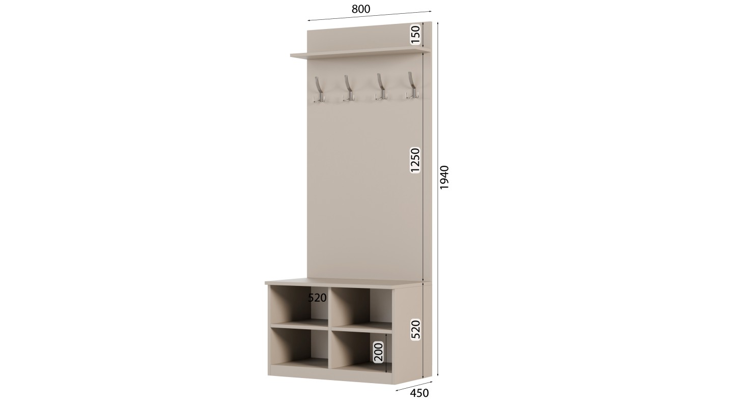 Szafa modułowa do przedpokoju 80 cm z szafką – MAX Premium | e-Meblast
