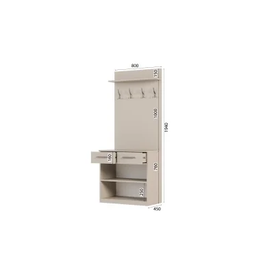 Szafa modułowa do przedpokoju 80 cm z szafką, 2 szufladami i wieszakami – System MAX Premium | e-Meblast