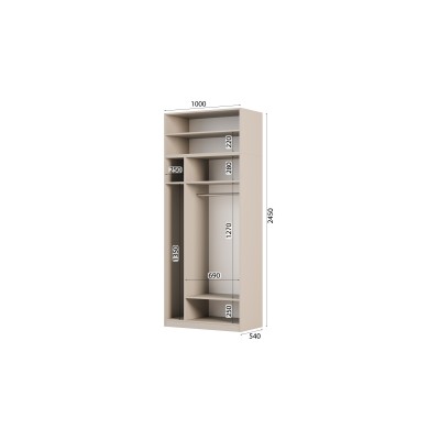 Szafa modułowa 100x245 cm z lustrami, drążkiem i półkami – System MAX Premium | e-Meblast