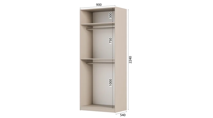 Szafa modułowa 90x225 cm z półkami i drążkami - System MAX Premium