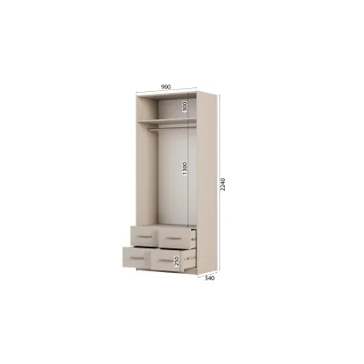 Szafa modułowa 90cm MAX Premium K - lustro drążek, szuflady, półki